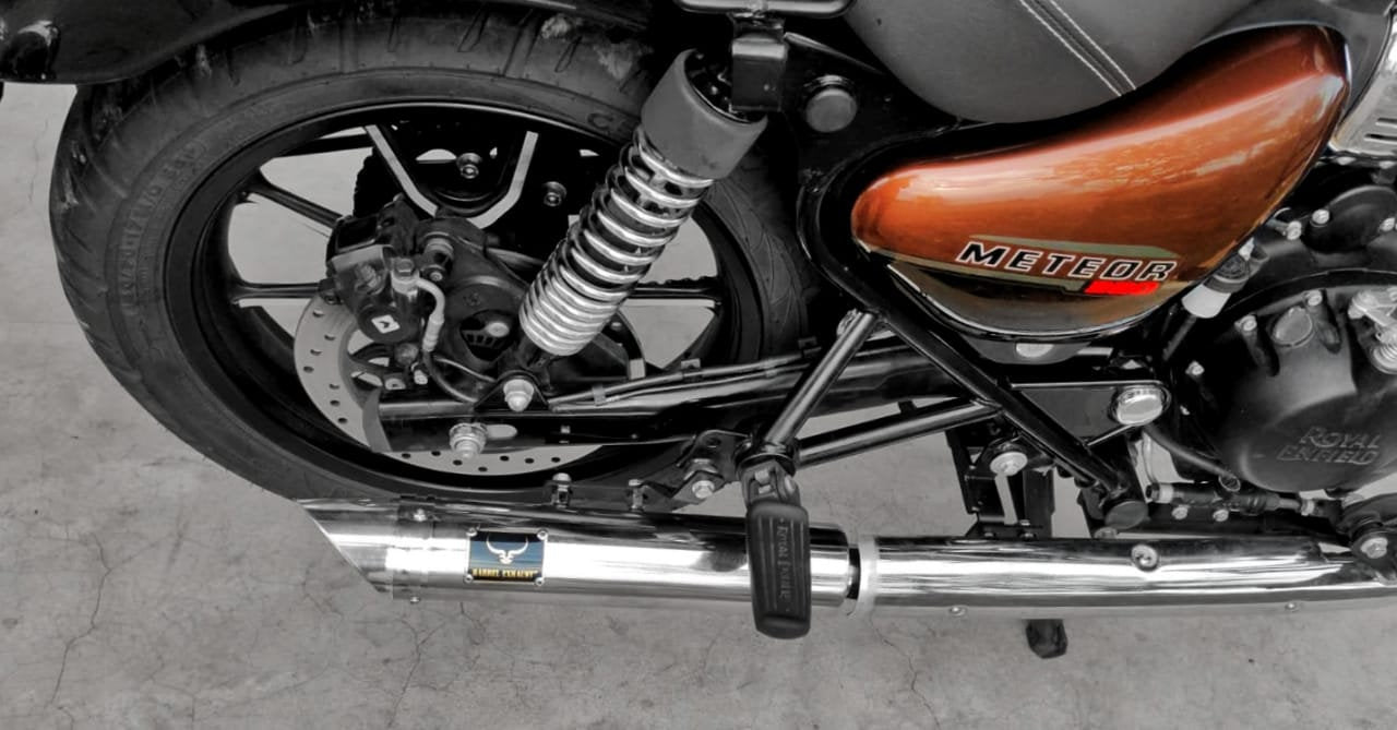 Barrel Exhaust and Decat Pipe - Trail - Chrome - Meteor 350