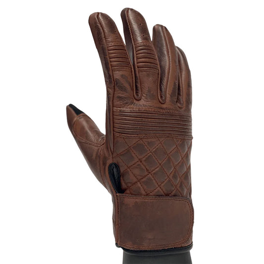 Cafe Quilted Leather Motorcycle Gloves