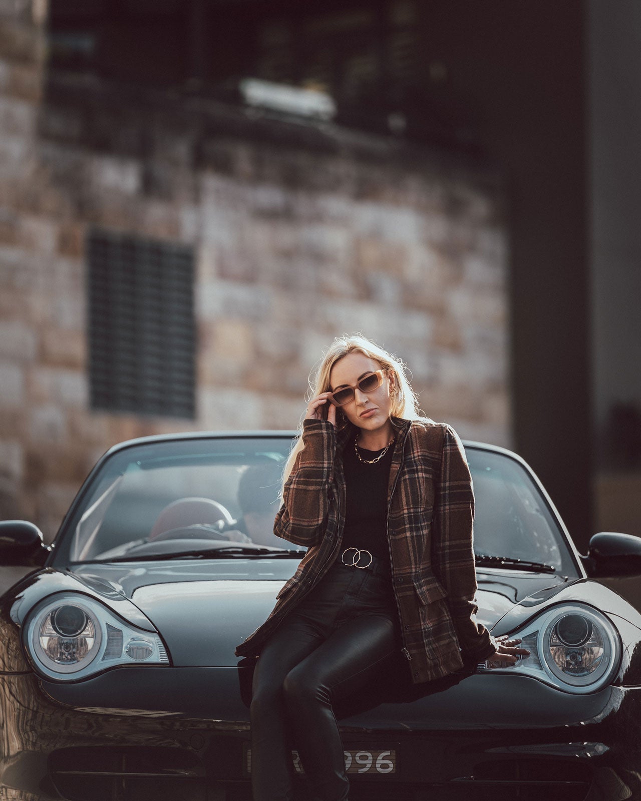 Brown Plaid Motorcycle Jacket